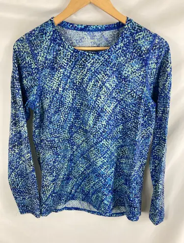 LL Bean Women's XS UPF 50+ Swim Sun Rash Guard Long Sleeve Top Blue