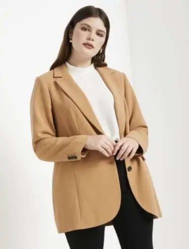 Eloquii The 365 Semi Stretch Two Button Rayon Blazer Jacket Camel 22