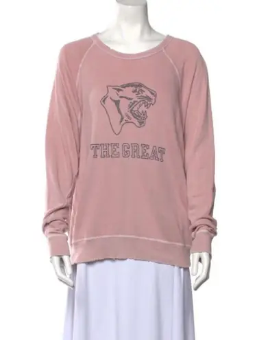 The Great ๐ The College Sweatshirt Varsity with Jaguar Graphic Washed Pink 0 XS