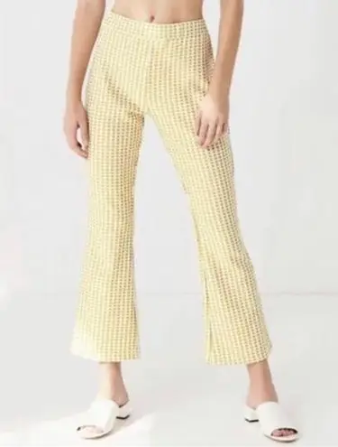 Urban Outfitters  Yellow White Gingham Plaid Flare Pants Size Small