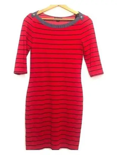 Tommy Hilfiger  BOATNECK STRIPED RED DENIM NAUTICAL STRETCH KNIT DRESS XS