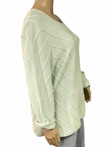 Marble Mint Green Oversized Chevron Knit COTTON Sweater EUC Size XXL