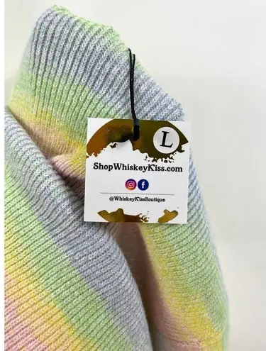 WHISKEY KISS Boutique Pastel Rainbow Knit Halter Bodycon Dress Size L