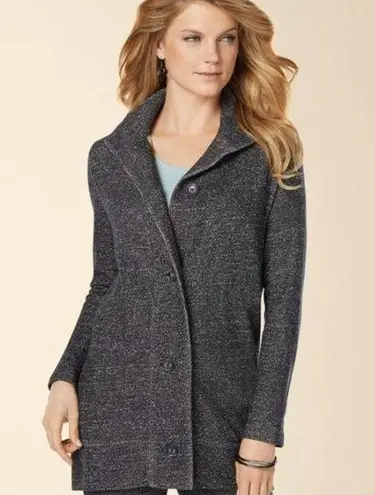 Soma Live Loungewear Vintage Terry Button Front Jacket Gray