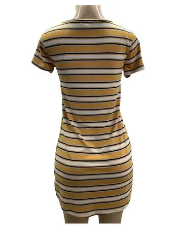 Pink Rose  Yellow Striped Mini Dress (Preowned)