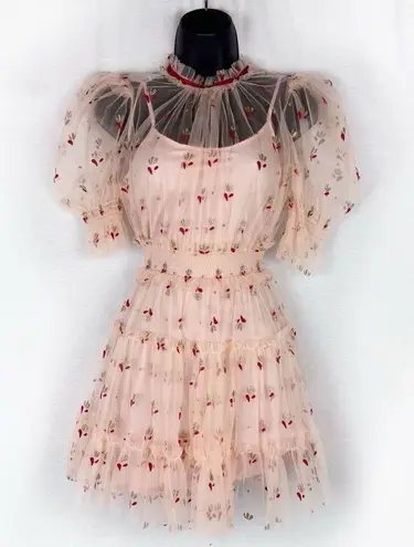 Alice McCALL Cowboy Tears Peach Orange Pink Tulle Ruffle Mini Dress US 0