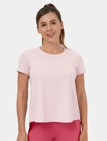 Halara  size S Pink Round Neck Short Sleeve Crisscross Split Tie Back Sports Top