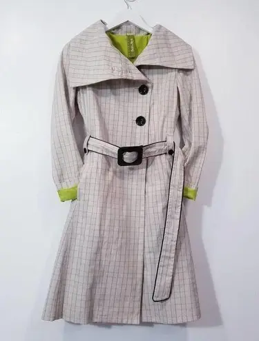 SOIA & KYO Plaid A-Line Belted Jacket with side Pockets