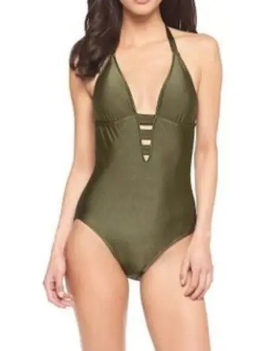 Mossimo NWOT Olive Green Halter Strappy One Piece Halter Swimsuit Size L