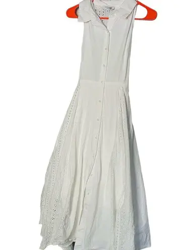 Marissa Webb White Cotton Poplin Sleeveless Button Front Collared Dress Size 6