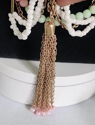 Oori Boho 3 Necklace Set with Tassel New Pink