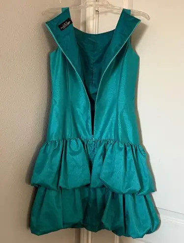 ABS Allen Schwartz ABS by Allen Schwartz Teal Taffeta Bubble Hem Party Dress Size 6 USA Made Retro