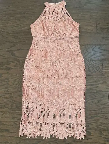 Bardot  Isa Lace Halter Dress In Vin Rose Size 8