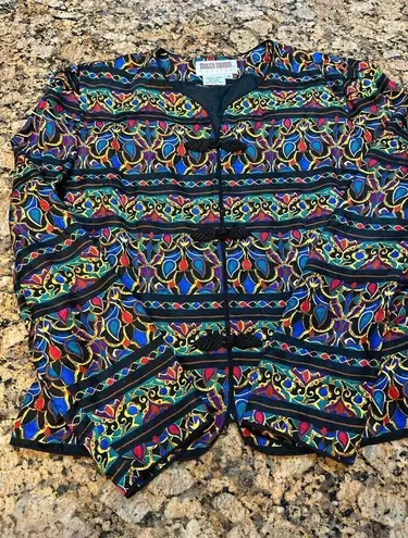 Maggy London Vintage black silk damask print jacket