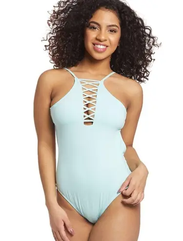 Hobie Swimsuit Purple One Piece Lace Up High Neck S Small New
