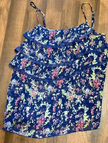 Route 66 Pink and Blue Ruffled Camisole Top