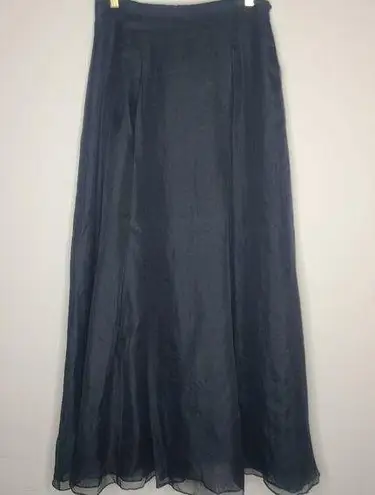 Ralph Lauren Vintage 90s Ralph‎ Lauren Blue Label Maxi Skirt Sz 8 Black 100% Silk Full A-line