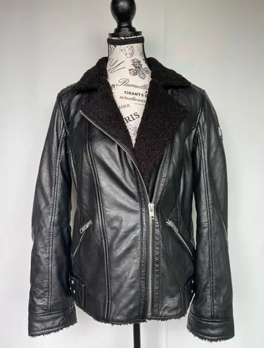Mauritius Gila lamb leather faux sherpa lined motorcycle jacket size US 6 small