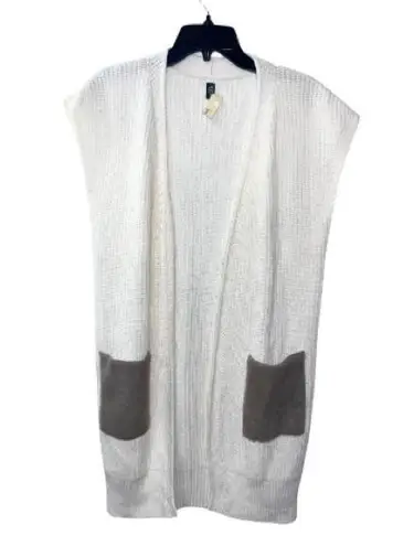 Eleventy Cream Wool Cashmere Stretch Full Length Cardigan Size XS White