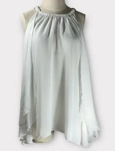 Women’s Saks Fifth Avenue White Layered Chiffon Sleeveless Blouse Size Small#167