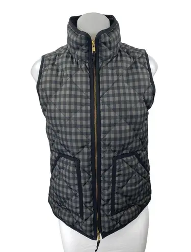 J.Crew Women's Black Gingham Checkered Zip Up Puffer Quilted Vest Coat Jacket XS