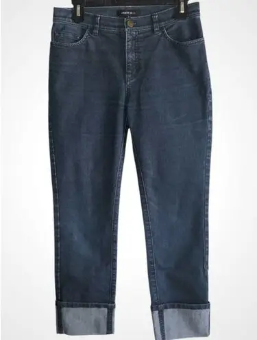 Lafayette 148 New York Blue Ankle Cropped Cuffed Mid Rise Jeans Size 2
