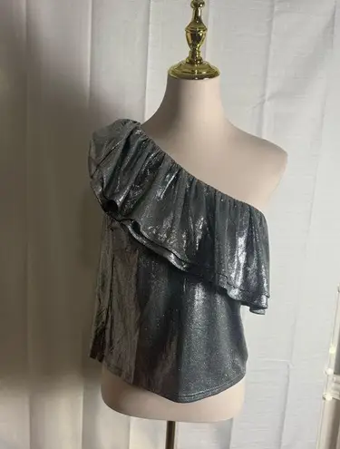 TCEC Silver Sequin Asymmetrical Blouse