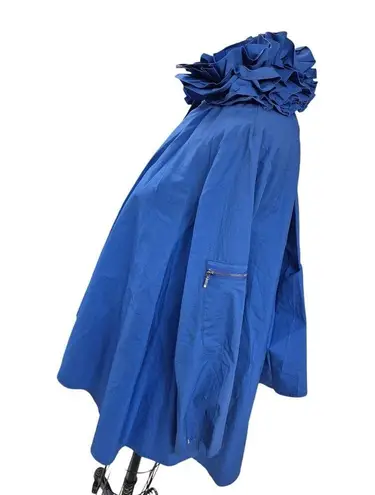 INC NWT ft Blue Tent Blouse Top Ruffle Collar Sz M Womens Voluminous