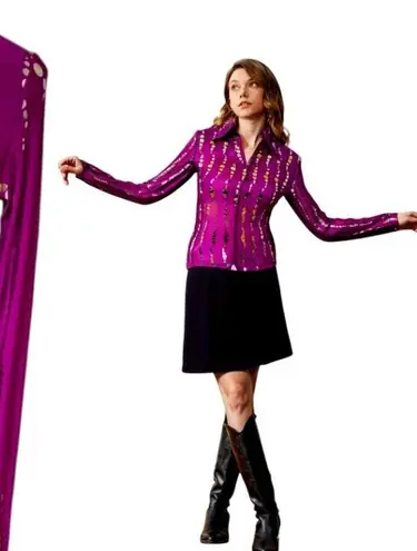 VINTAGE Y2K RARE EQUESTRIAN HOBBY HORSE WESTERN PINK RETRO MIRROR TOP XSMALL #5 Size XS