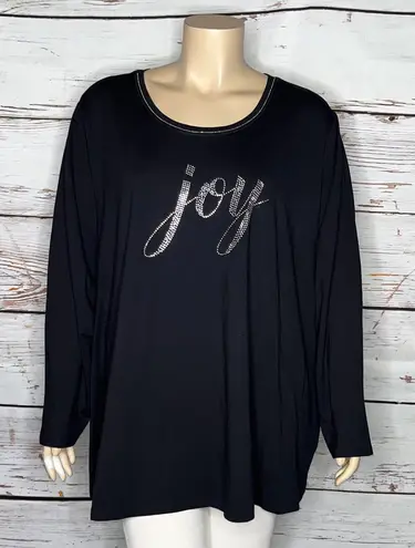 Catherines NWT Size 5X 34/36W Black 'Joy' Embellished Christmas Knit Top Shirt