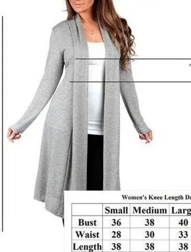 Bee Uniq Womens Cardigan Sweater Knee Length Open Front Hacci Duster Gray Small