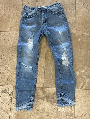 Kancan Nala Distressed Blue Jeans Midrise Ankle Casual Minimal Size 25