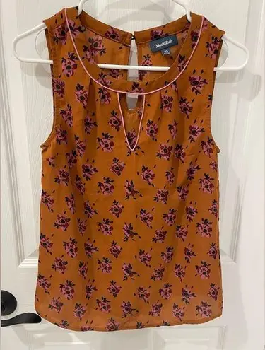 Modcloth  Orange Pink Floral Keyhole Neck Tank Top Women’s Size XS