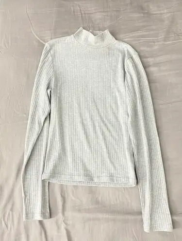 ZARA Ribbed Mock Neck Gray Long Sleeve