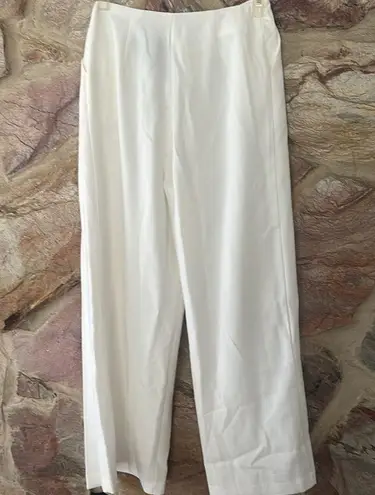 Commense Pleated High Waist Wide Leg Pants size XL White