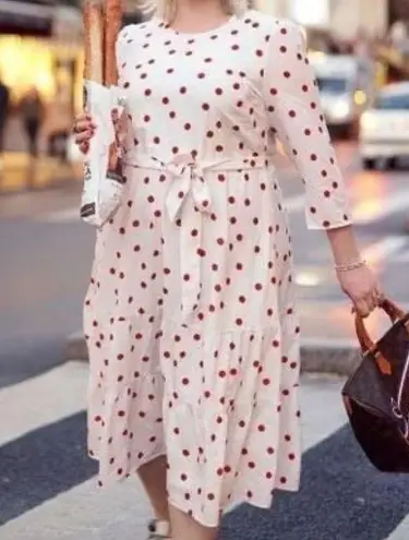 Eloquii NWT Tiered Polka Dot Dress White Red Size 22