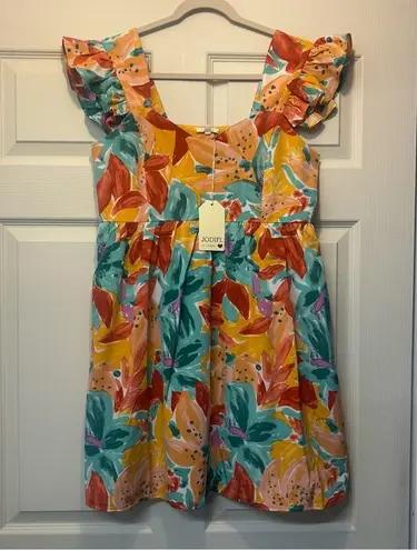 JODIFL Sleeveless Dress Floral Print Vibrant Babydoll Hawaiian Womens Size Small