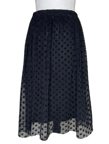 Bobeau Women's Polka Dots Double-Layered Midi Mesh Tulle Skirt Modest Goth S