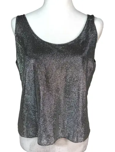 Toppettes by A. Brod Womens Silver Metallic Tank Top Glam 90s Y2K Clubwear Sz M Size M