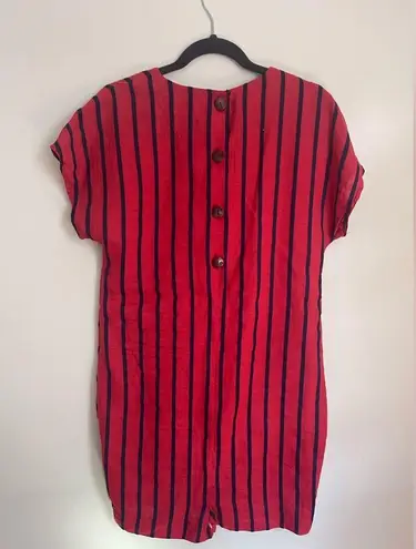 Chetta B Vintage 80s . Peter Novello Sherrie Bloom Red Blue Stripe Linen Dress M