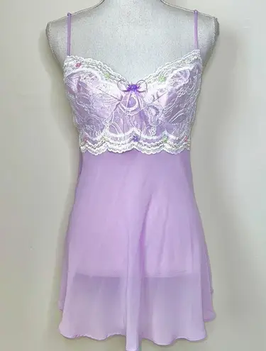Cinema Etoile Lavender Nymph Babydoll Slip Set Purple Size L