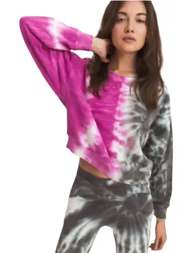 Something Navy Sweatshirt Women Small Pink Gray Aspen Bicolor Tie Dye Pullover
