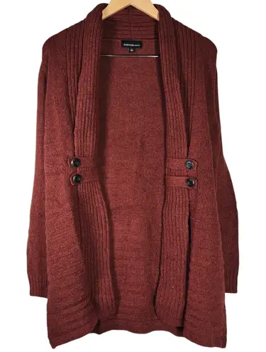 Fortune + Ivy Fortune & Ivy Raiden Tab Metallic Button Detail Open Front Cardigan Rust S NIB - Image 1