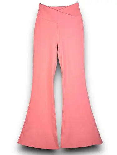 Halara NEW  Crossover High Waist Super Flare Leggings Back Pocket Pink Size Small