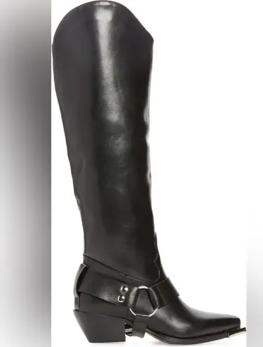 AZALEA Wang Lincolnpark Western Boot 7.5 Knee High Moto Black