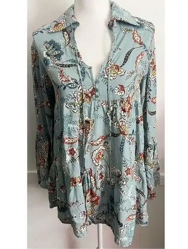 Jaase • NWT Light Teal Blue Floral Print Women's Top Tunic