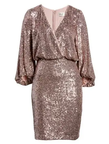 Eliza J ππ Sequin Balloon Sleeve Cocktail Dress ~ Mauve 4 NWT