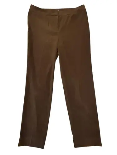 J. McLaughlin Chocolate Brown Straight Leg Flat Front High Rise Faux Suede 10