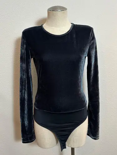 ZARA NWOT  Velvet Shoulder Pad Bodysuit