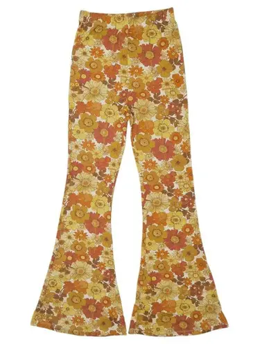 Ghanda Rosa Flares Retro Floral Bell Bottom Pants Orange Size XS